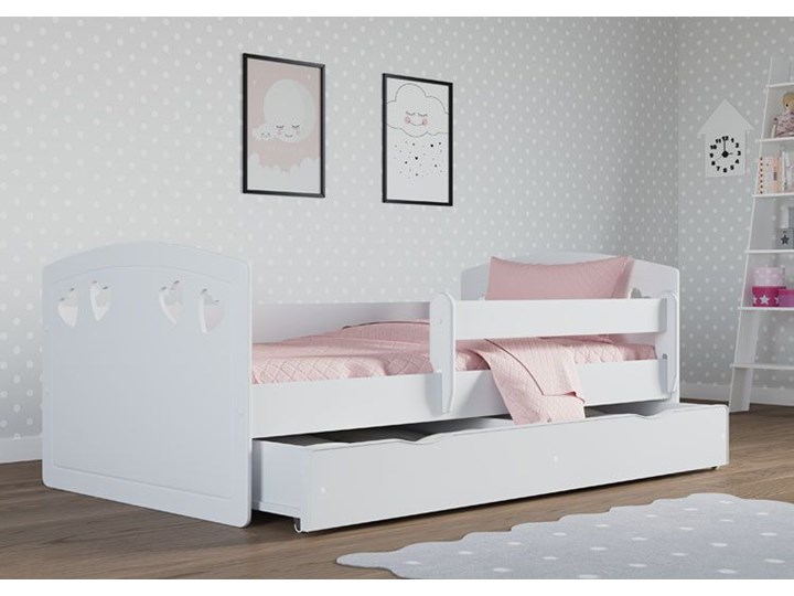 Łóżko dla dziewczynki z barierką Nolia 2X 80x160 - białe Drewno Kolor Biały Płyta MDF Płyta meblowa Metal Rozmiar materaca 80x160 cm