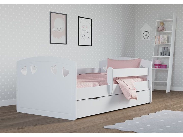 Łóżko dla dziewczynki z barierką Nolia 2X 80x160 - białe Metal Rozmiar materaca 80x160 cm Płyta MDF Płyta meblowa Drewno Kolor Biały