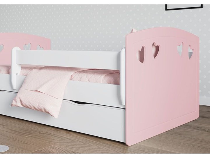 Łóżko dla dziewczynki z materacem Nolia 3X 80x140 - pudrowy róż Pojedyncze Płyta meblowa Z szufladą Z barierką Rozmiar materaca 80x140 cm