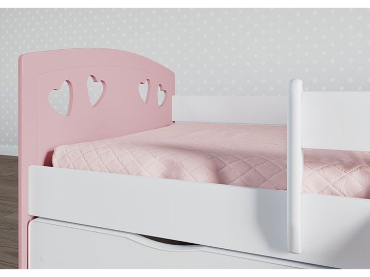 Łóżko dla dziecka z szufladą Nolia 3X 80x160 - pudrowy róż Pojedyncze Dla dziewczynki Płyta meblowa Z barierką Styl Nowoczesny