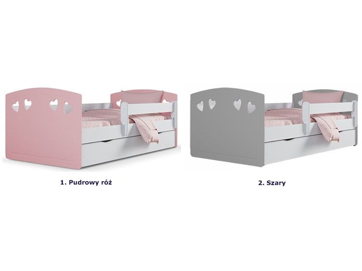 Łóżko dla dziecka z szufladą Nolia 3X 80x160 - pudrowy róż Pojedyncze Płyta meblowa Dla dziewczynki Z barierką Kolor Różowy