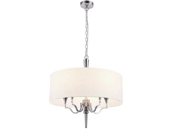 Lampa wisząca Washington Silver 60&#215;58 cm Cosmo Light Lampa z abażurem Metal Tkanina Pomieszczenie Jadalnia