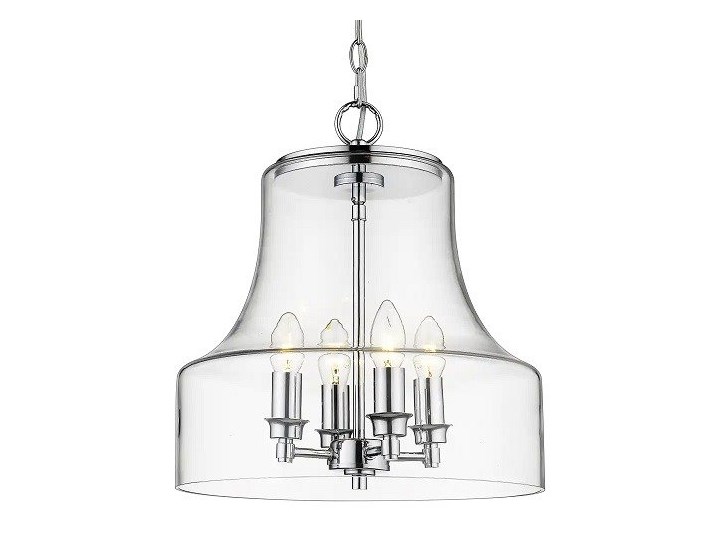 Lampa wiszaca Cosmo Light Prague 4L 36,5x140cm Lampa z kloszem Metal Chrom Szkło Pomieszczenie Jadalnia