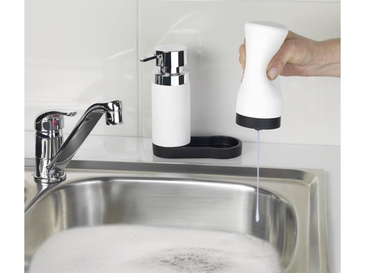 Dozownik z pompką do mydła i silikonowy pojemnik na płyny, zestaw 2 w 1 do kuchni lub łazienki - 250 ml, WENKO