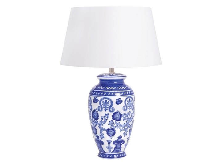 Lampa ceramiczna niebieska HANOI na komodę Lampa z abażurem Kategoria Lampy stołowe