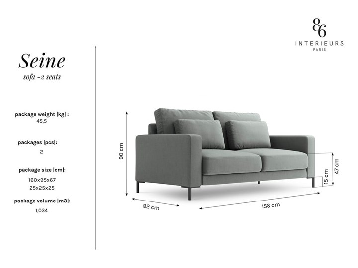 Musztardowożółta sofa Interieurs 86 Seine, 158 cm - Sofy i kanapy