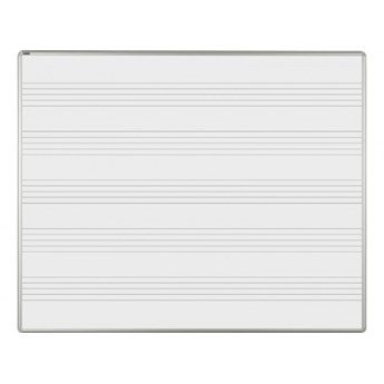 Biała tablica magnetyczna z powierzchnią ceramiczną ekoTAB, 150x120 cm, kontur muzyczny