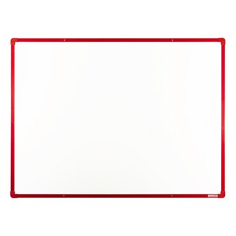 Biała ceremiczna tablica magnetyczna boardOK, 120x90 cm, czerwona ramka