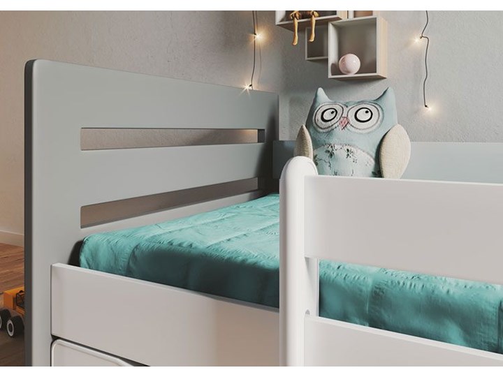Łóżko dziecięce z barierką Candy 2X mix 80x180 - szare Płyta MDF Płyta meblowa Drewno Metal Rozmiar materaca 80x180 cm