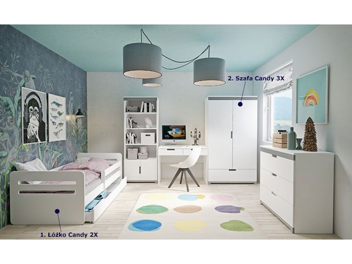 Łóżko dziecięce z barierką Candy 2X mix 80x180 - szare Kategoria Łóżka dla dzieci Płyta meblowa Płyta MDF Drewno Metal Rozmiar materaca 80x180 cm