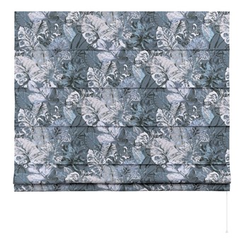 Roleta rzymska Capri, niebiesko-szare liście na szaro-niebieskim tle, szer.80 x dł.170 cm, Abigail