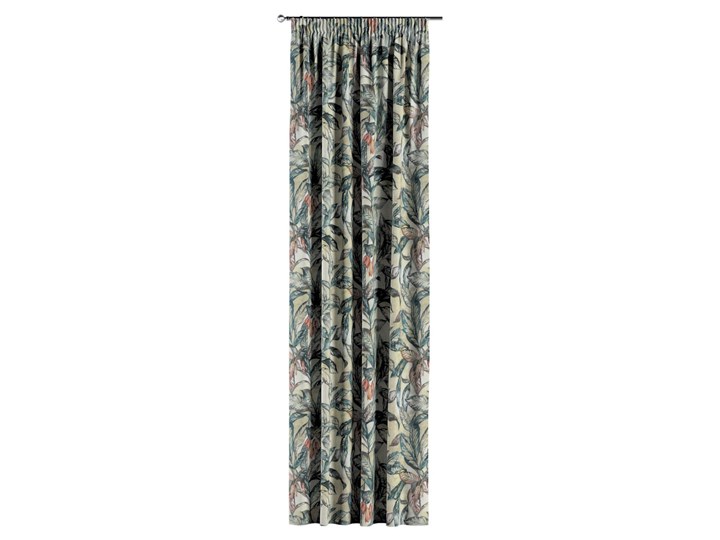 Zasłona na taśmie marszczącej 1 szt., liście w odcieniach zieleni, niebieskiego, czerwieni na beżowym tle, 1szt 130 × 260 cm, Abigail 130x260 cm Bawełna Zasłona zaciemniająca Pomieszczenie Jadalnia Pomieszczenie Salon