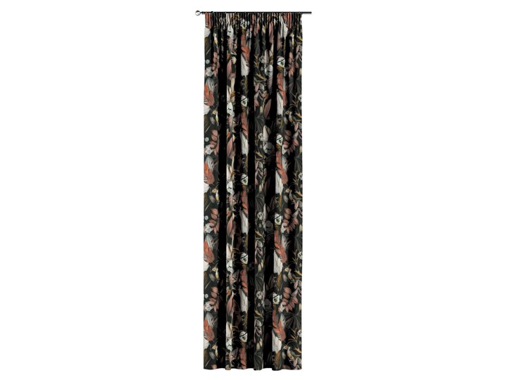 Zasłona na taśmie marszczącej 1 szt., kolorowe kwiaty na czarnym tle, 1szt 130 × 260 cm, Abigail