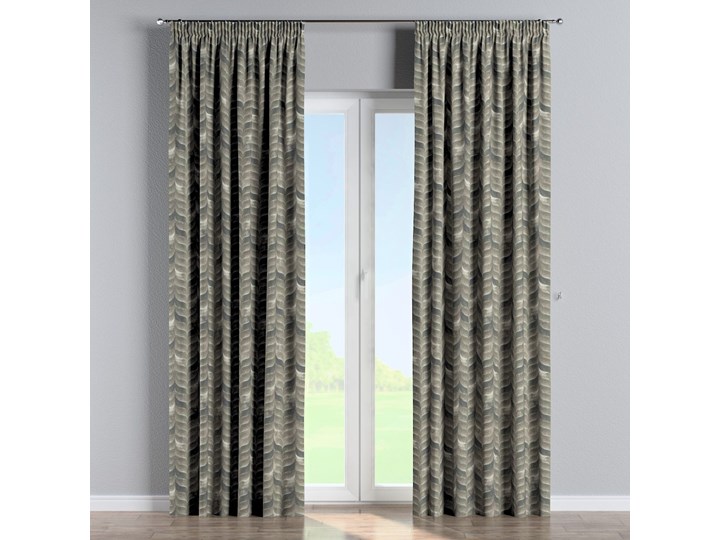 Zasłona na taśmie marszczącej 1 szt., odcienie brązu, beżu i zieleni, 1szt 130 × 260 cm, Abigail 130x260 cm Bawełna Pomieszczenie Sypialnia Zasłona zaciemniająca Kategoria Zasłony