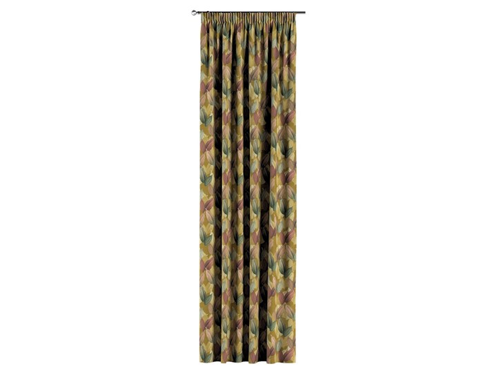 Zasłona na taśmie marszczącej 1 szt., kolorowe liście na musztardowym tle, 1szt 130 × 260 cm, Abigai ...