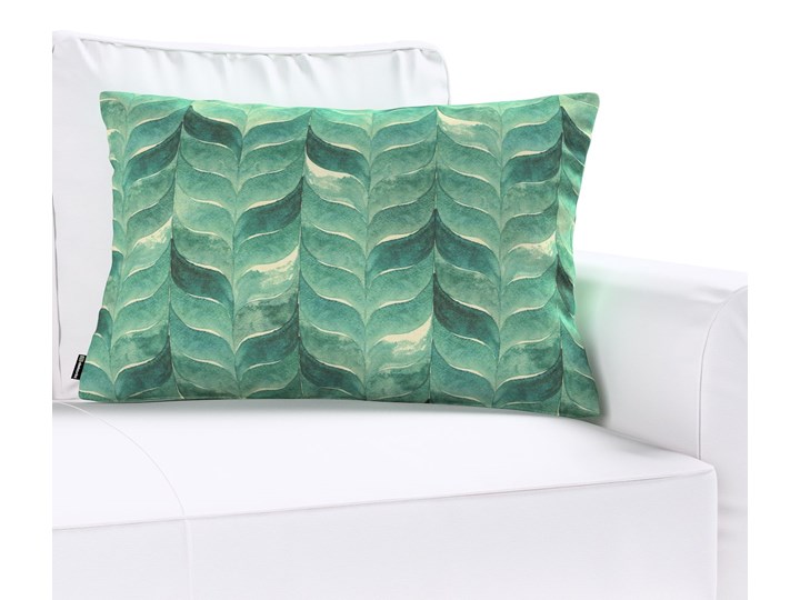 Poszewka Kinga na poduszkę prostokątną, szmaragdowo-zielony wzór na lnianym tle, 60 × 40 cm, Abigail Bawełna Prostokątne 40x60 cm Len 45x65 cm Poszewka dekoracyjna Wzór Z nadrukiem