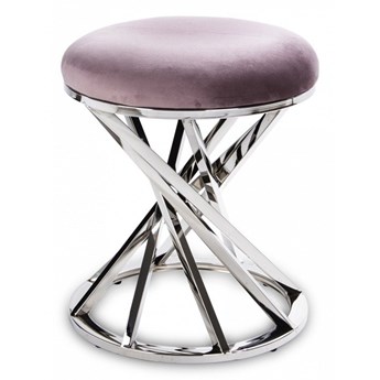ELLE stołek srebrny ze stali nierdzewnej i jasnym różowym tapicerowanym siedziskiem, wys. 47 cm