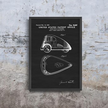 Plakat vintage do salonu Plakat vintage do salonu Patent na pojazd trójkołowy