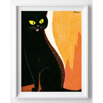 Plakat vintage do salonu Plakat vintage do salonu Czarny kot autorstwa Tomoo Inagaki