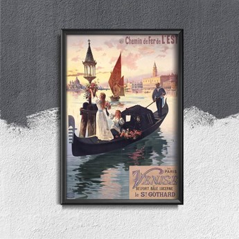 Retro plakat Retro plakat Plakat z Paryża i Wenecji
