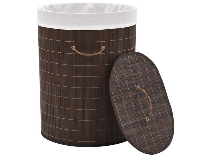 Bambusowy owalny pojemnik na pranie Lavandi 3X - ciemnobrązowy Kategoria Drewno Kolor Szary