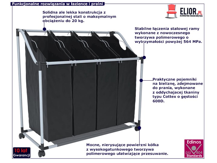 Komplet sortowników na pranie Trinny 3X - 2 szt. Metal Tkanina Kategoria