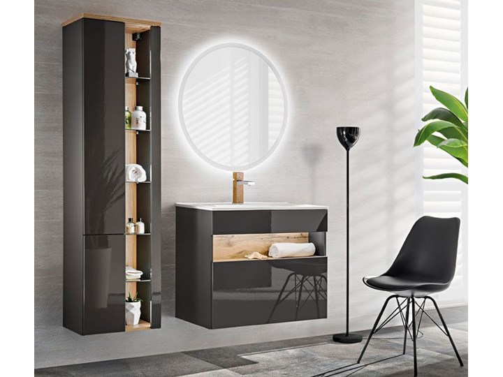 Okrągłe wiszące lustro łazienkowe Monako 2S 80 cm Lustro z ramą Ścienne Kategoria Lustra