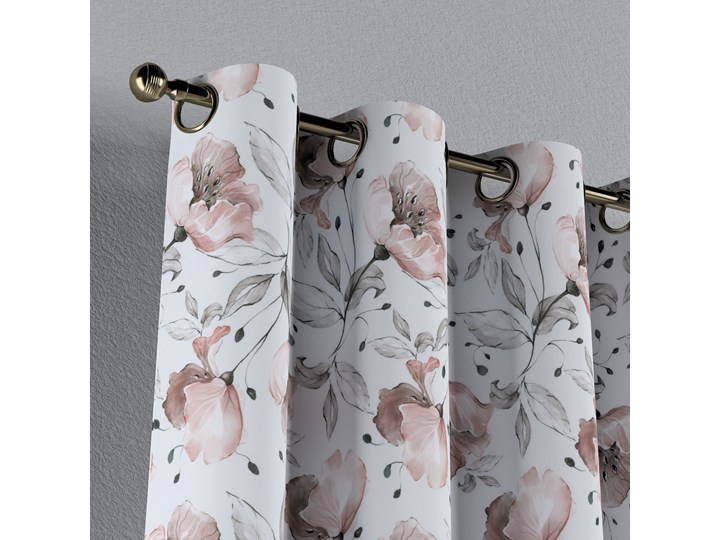 Zasłona na kółkach 1 szt., różowe kwiaty na kremowym tle, 1szt 130 × 260 cm, Velvet Zasłona prześwitująca Kategoria Zasłony Poliester 130x260 cm Mocowanie Taśma