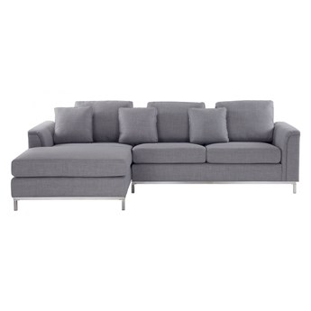 Sofa narożna tapicerowana jasnoszara prawa Bonaventura BLmeble kod: 4260586359305