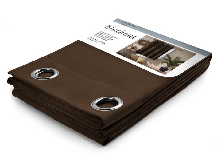 Ciemnobrązowa zasłona zaciemniająca AmeliaHome Eyelets Dark Brown, 140x245 cm