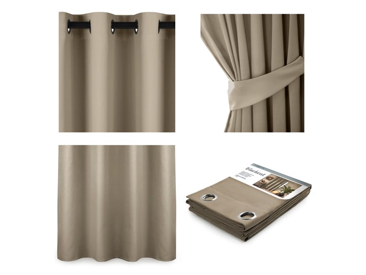 Beżowa zasłona zaciemniająca AmeliaHome Eyelets Beige, 140x245 cm