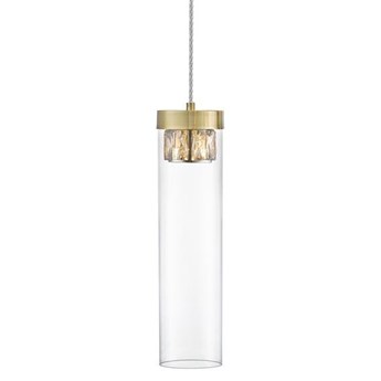 Nowoczesna lampa wisząca GEM szklana tuba 28,5cm kryształ G9 28W | antyczny brąz