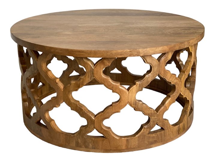 Stolik Kawowy HUGGEN STOR - 80 cm (Bursztyn) Drewno Wysokość 40 cm Rozmiar blatu 80x80 cm