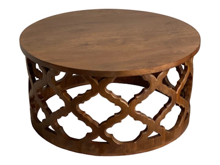 Stolik Kawowy HUGGEN STOR - 80 cm (Karmel) Styl Glamour Drewno Rozmiar blatu 80x80 cm