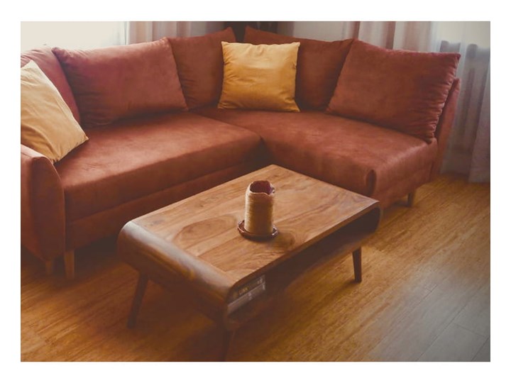 Stolik GUBBE - 80x60 cm (Karmel) Zestaw stolików Drewno Kategoria Stoliki i ławy Rozmiar blatu 60x80 cm