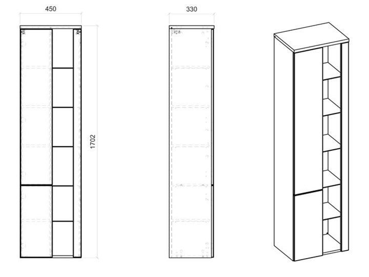 Słupek łazienkowy z oświetleniem LED Monako 3X - Biały połysk Stojące Szerokość 45 cm Wysokość 170 cm Kategoria Szafki stojące