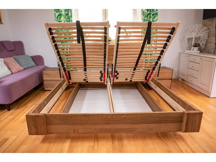 Zestaw: Beriet łóżko+2 szafki nocne z drewna bukowego lewitujące 140x200 cm Kategoria Zestawy mebli do sypialni