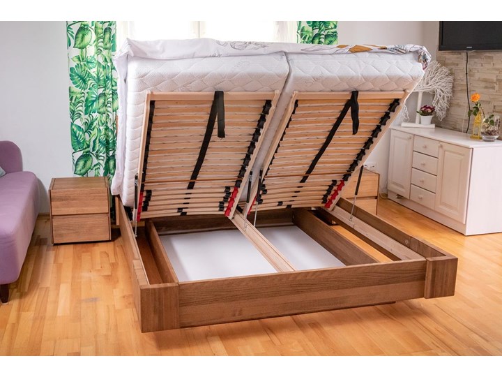 Zestaw: Beriet łóżko+2 szafki nocne  z drewna bukowego lewitujące 160x200 cm Kategoria Zestawy mebli do sypialni