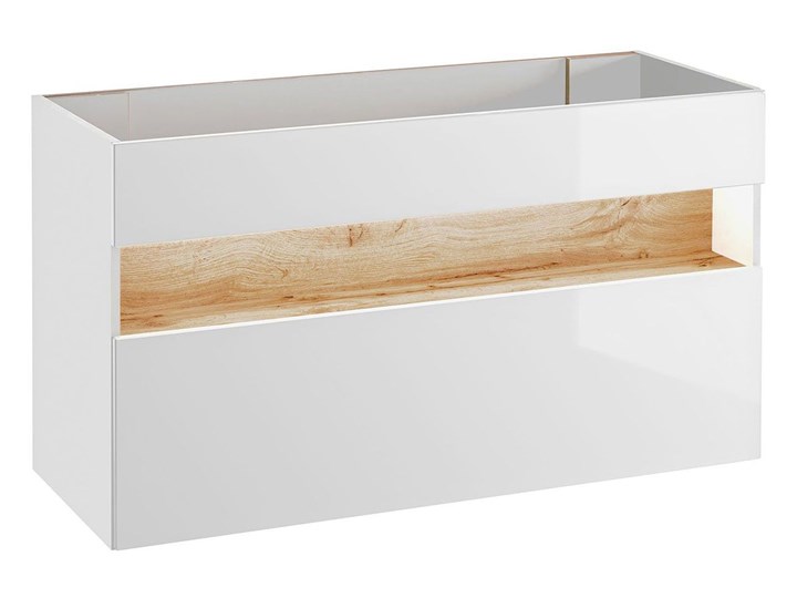 Zestaw mebli łazienkowych z oświetleniem LED Monako 3Q 120 cm - Biały połysk Kategoria Zestawy mebli łazienkowych