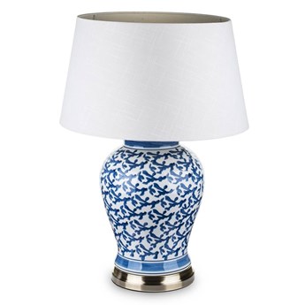 BLUE SMEARS lampa ceramiczna w stylu hampton z białym kloszem, wys. 72 cm
