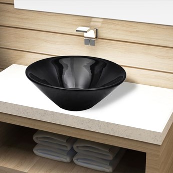 Emaga Umywalka łazienkowa, ceramiczna, czarna, okrągła