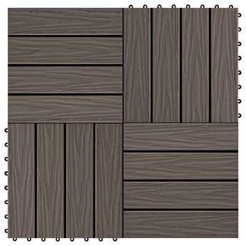 VidaXL Płytki tarasowe tłoczone, WPC, 11 szt, 30x30cm, 1m², brąz