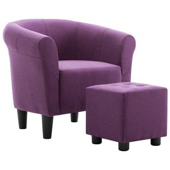 Emaga 2-częściowy zestaw: fotel z podnóżkiem, fioletowy, tkanina