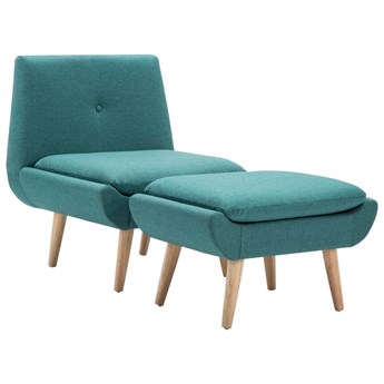 Emaga Fotel z podnóżkiem, zielony, tkanina