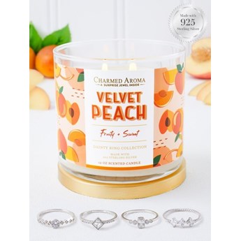 Charmed Aroma sojowa świeca zapachowa z biżuterią 12 oz 340 g Pierścionek - Velvet Peach