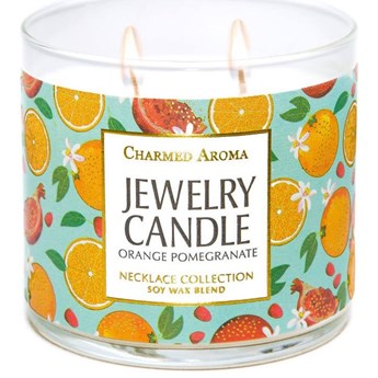 Charmed Aroma sojowa świeca zapachowa z biżuterią 12 oz 340 g Naszyjnik - Orange Pomegranate