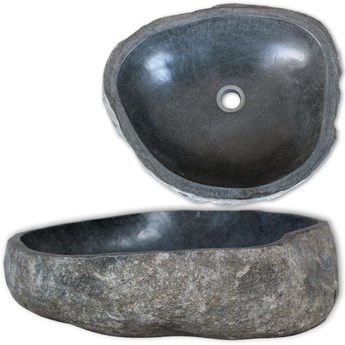 Emaga Owalna umywalka z kamienia rzecznego, 30-37 cm