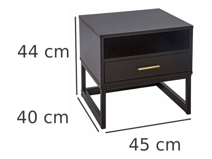 Szafka nocna z półką i szufladką, styl loftowy, czarna, Atmosphera Drewno Płyta MDF Uniwersalne Płyta laminowana Styl Industrialny