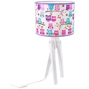Lampka nocna do pokoju dziewczynki różowa sówki trójnóg Trivet