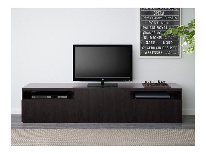 IKEA BESTÅ Szafka pod TV, Czarnybrąz/Lappviken czarnybrąz, 180x42x39 cm Na telewizor Płyta MDF Stolik Kategoria Szafki RTV